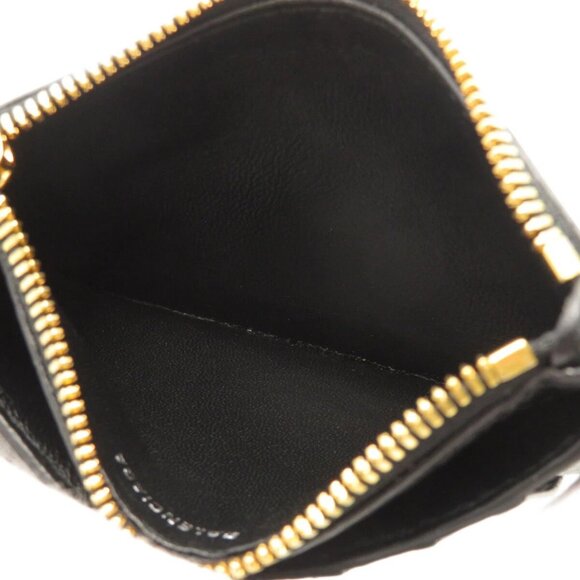 BALENCIAGA Logo Leather Coin Purse Wallet Black/8BD0150 - Picture 4 of 5